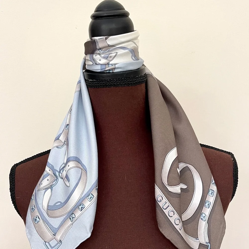 New Gucci Scarf Chains Color-Block Logo Silk Wrap with Gucci Gift Box